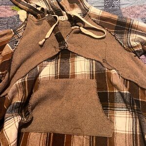 Maurices Brown Plaid Hoodie Top